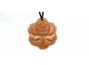 Red Aventurine 35mm Carved Flower Pendant