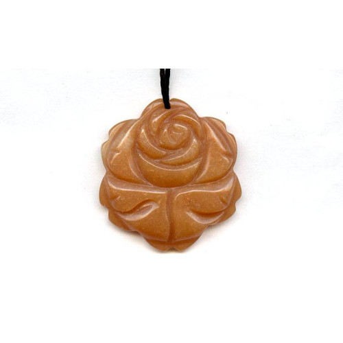 191-1032 Red Aventurine <br>45mm Carved Flower Pendant