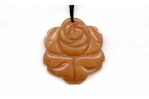 Red Aventurine 45mm Carved Flower Pendant