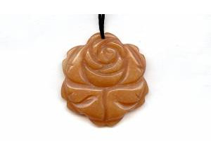 Red Aventurine 45mm Carved Flower Pendant