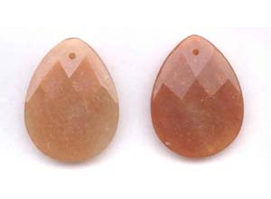 Red Aventurine 35x45 Faceted Flat Pear Pendant