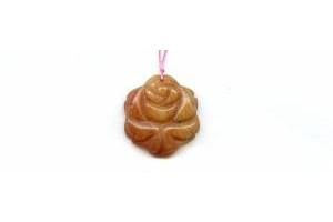 Red Aventurine 25mm Carved Flower Pendant