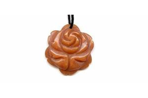 Red Aventurine 35mm Carved Flower Pendant