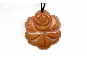 Red Aventurine 45mm Carved Flower Pendant