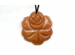 Red Aventurine 45mm Carved Flower Pendant