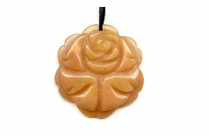 Red Aventurine 45mm Carved Flower Pendant