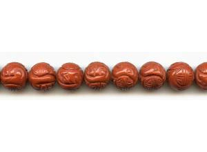 Red Jasper 14mm Carved Round