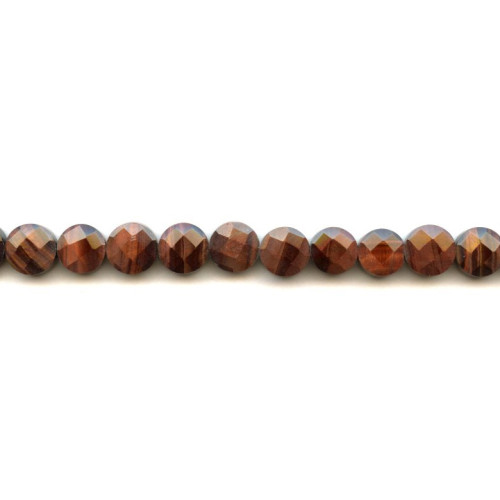 193-1011 Red Tiger Eye <br>10mm Faceted Coin