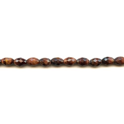 193-1015 Red Tiger Eye <br>7x10 Faceted Oval Rice