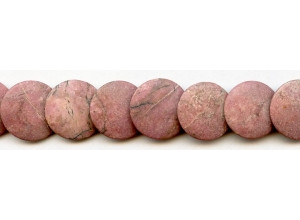 Matte Rhodonite 20mm Lentil