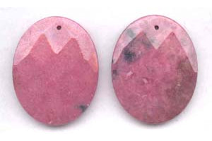 Rhodonite 40x50 Faceted Flat Oval Pendant