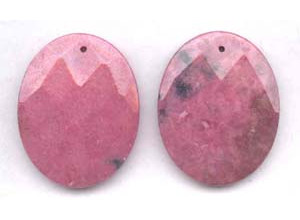 Rhodonite 40x50 Faceted Flat Oval Pendant