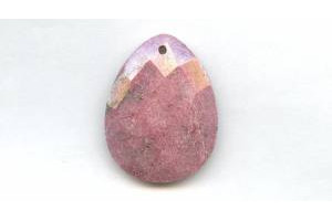 Rhodonite 35x45 Faceted Flat Pear Pendant