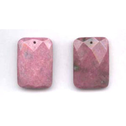 Rhodonite 28x40 Faceted Rectangle Pendant
