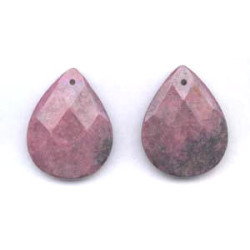 Rhodonite 35x45 Faceted Flat Pear Pendant