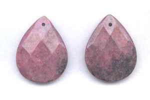 Rhodonite 35x45 Faceted Flat Pear Pendant