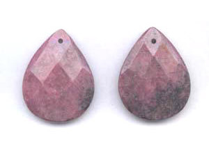 Rhodonite 35x45 Faceted Flat Pear Pendant