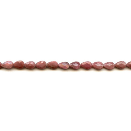 194-1053 Rhodonite <br>6x9 Faceted Flat Pear