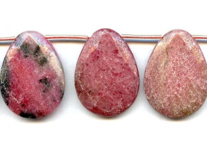 Rhodonite 30x40 Flat Pear Briolette