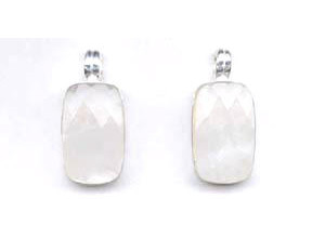 Rock Crystal 18x30 Rectangle Bezel Pendant