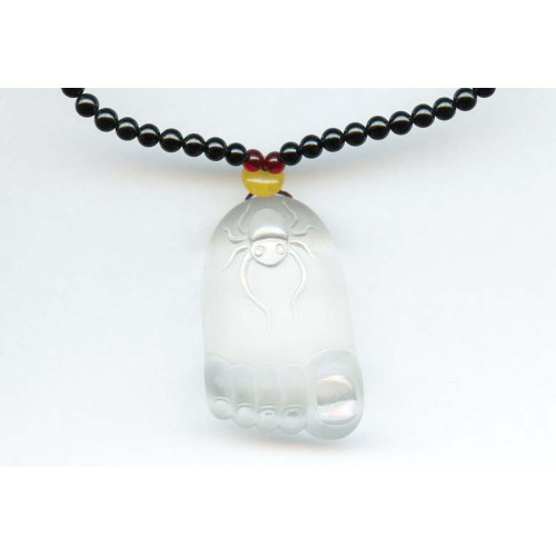 L3475-010 Rock Crystal <br>45x28 Carved Pendant