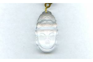 Rock Crystal 45x25 Carved Buddha Pendant