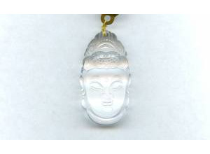 Rock Crystal 45x25 Carved Buddha Pendant