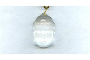 Rock Crystal 39x27 Carved Buddha Pendant