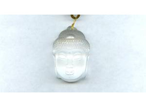 Rock Crystal 39x27 Carved Buddha Pendant