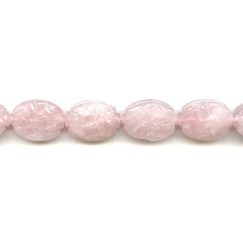 198-1351 Rose Quartz <br>17x23 Carved Flat Oval