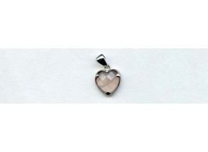 Rose Quartz 12x12 Faceted Heart Silver Pendant