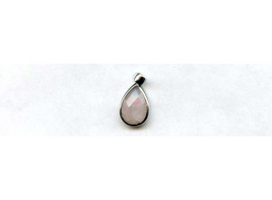 Rose Quartz 16x11 Faceted Pear Silver Pendant