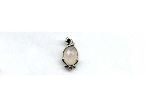 Rose Quartz 12x10 Faceted Oval Silver Pendant