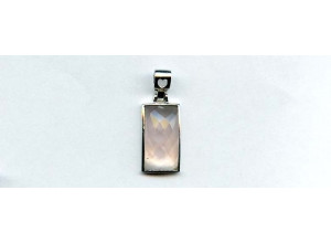 Rose Quartz 21x12 Faceted Rectangle Silver Pendant