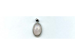 Rose Quartz 19x14 Faceted Oval Silver Pendant