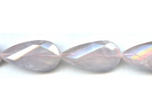 Rose Quartz 20x40 Strip-faceted Twist Pear