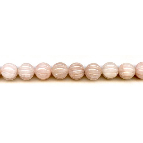 198-1942 Rose Quartz <br>12mm Corrugated Round