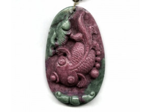 Ruby Zoisite 76x48 Carved Pendant