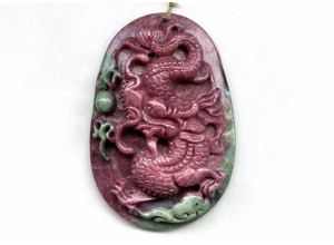 Ruby Zoisite 64x45 Carved Pendant