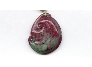 Ruby Zoisite 45x36 Carved Pendant