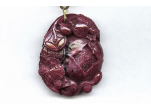 Ruby Zoisite 55x44 Carved Pendant