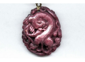 Ruby Zoisite 58x50 Carved Pendant