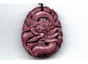 Ruby Zoisite 59x48 Carved Pendant