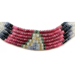 Multi Sapphire 3-4mm Faceted Rondell