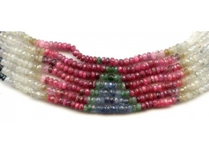 Multi Sapphire 3-4mm Faceted Rondell