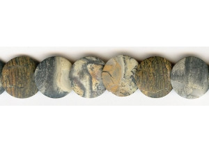 Matte Silver Leaf Jasper 20mm Lentil