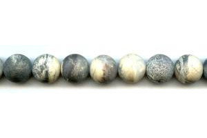 Matte Silver Leaf Jasper 14mm Round