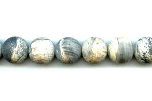 Matte Silver Leaf Jasper 18mm Round