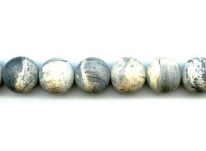 Matte Silver Leaf Jasper 18mm Round