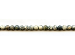 Matte Silver Leaf Jasper 6mm Round